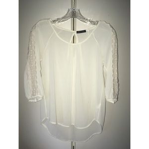 White Blouse with Lace Trim